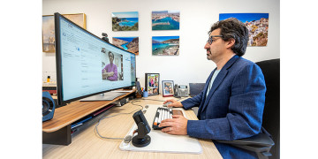 Dr. Joel Turner, Chief of the Department of Emergency Services at the JGH, holds a video conference with a patient in his department’s Virtual Urgent Care program.